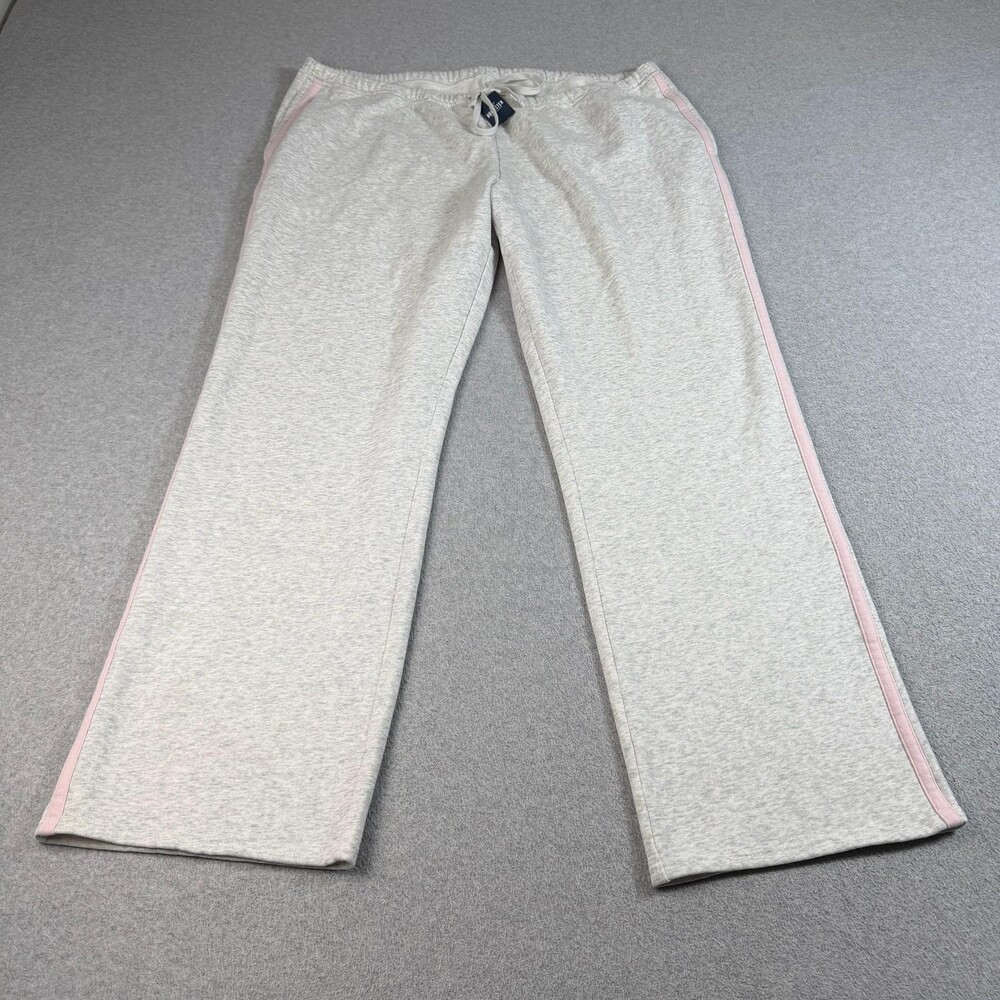 Hollister Sweatpant 2XL Long Gray Fleece Wide Leg Stripe Lounge Athleisure Comfy